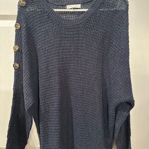 Blu Pepper Navy Sweater with Button Detail